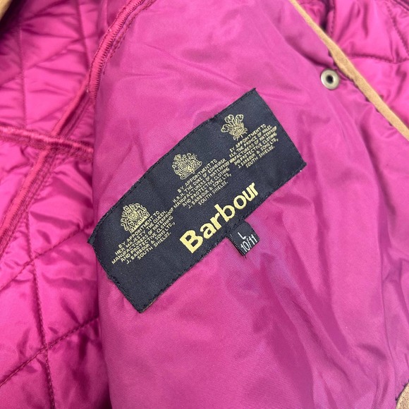 Barbour Kids Quilted Jacket - Pink and Brown - Picture 5 of 6